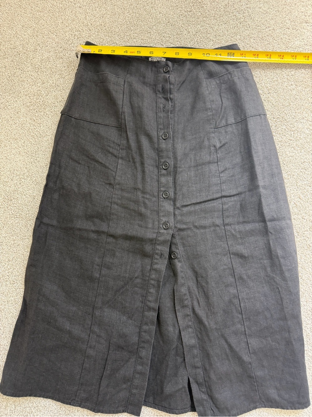 Reformation Black Button-Front High-Waist Midi Skirt - Picture 12 of 12